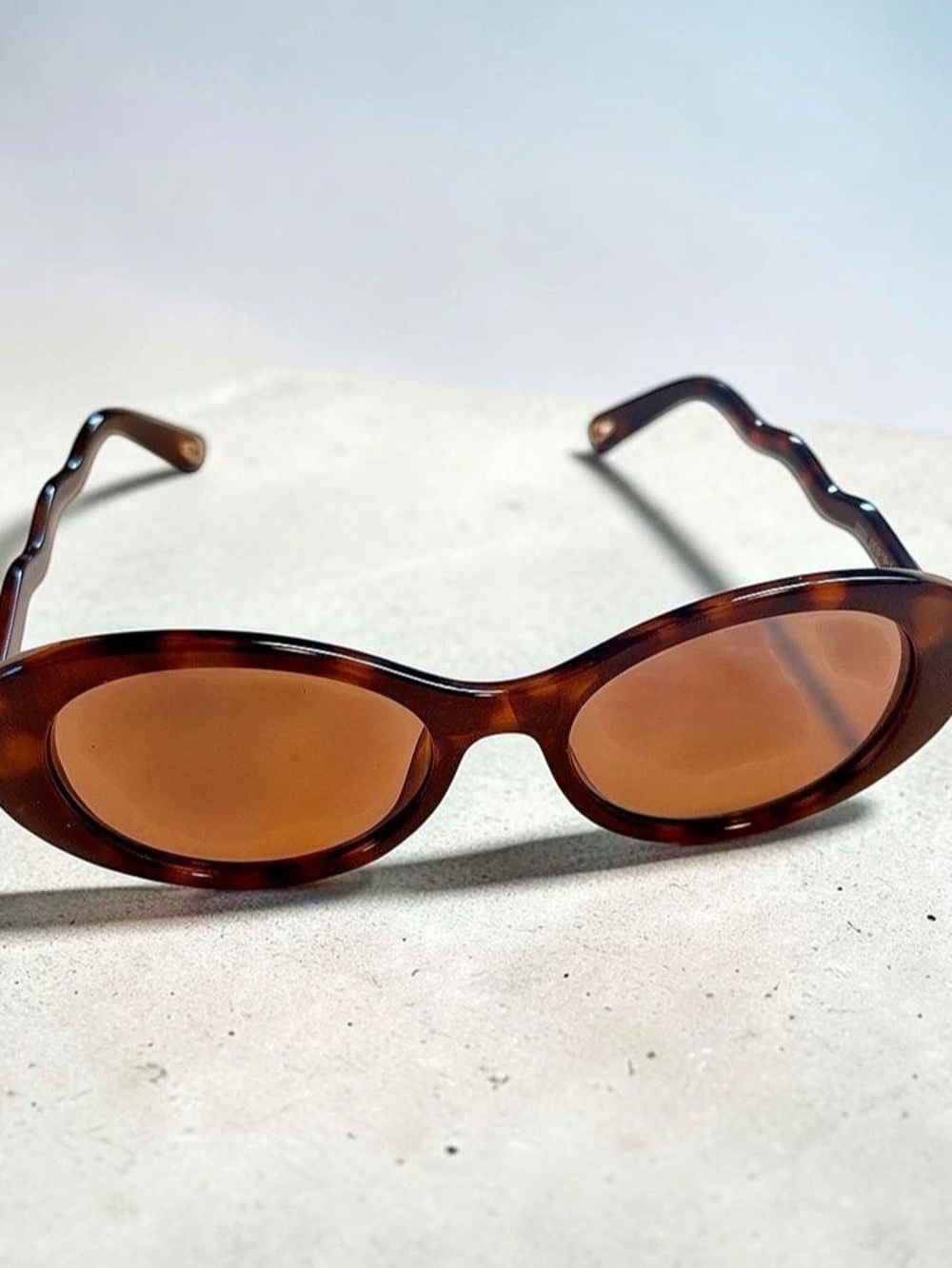 Accessorize Tortoiseshell Wavy Oval Sunglasses Brown